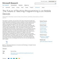 The Future of Teaching Programming is on Mobile Devices