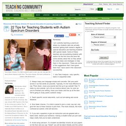 22 Tips for Teaching Students with Autism Spectrum Disorders