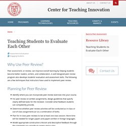 Teaching Students to Evaluate Each Other