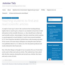 Teaching students to find and read scientific articles – Antoine Taly