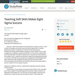 Teaching Soft Skills Makes Eight Sigma Success - College Essay - Gwutrwgp164