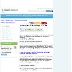 Teaching With Technology Articles- Learn about teaching w/technology