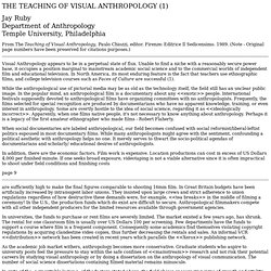 THE TEACHING OF VISUAL ANTHROPOLOGY - Jay Ruby