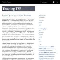 Teaching Writing with 5-Minute Workshops - Teaching TSP