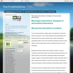 TeachingMadeEasy: Meaningful observations: Examples of documented observations
