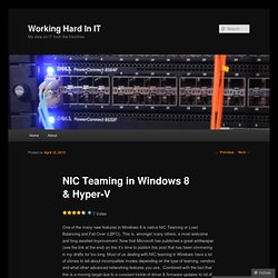 NIC Teaming in Windows 8 & Hyper-V
