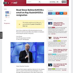 TechDay - Read Steve Ballmer's email on Ray Ozzie's resignation