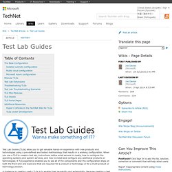 Test Lab Guides - TechNet Articles - Home - TechNet Wiki