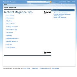 TechNet Magazine Tips