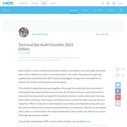 Technical Site Audit Checklist: 2015 Edition