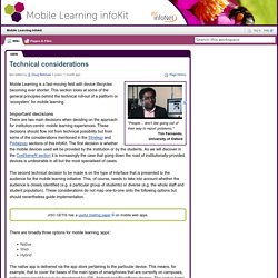Mobile Learning infokit / Technical considerations