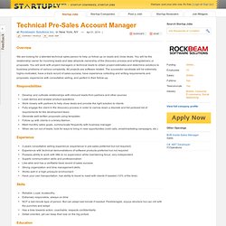 Technical Pre-Sales Account Manager job opening from Rockbeam Solutions Inc.