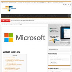 Microsoft : Licences OPEN
