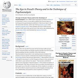 The Ego in Freud's Theory and in the Technique of Psychoanalysis