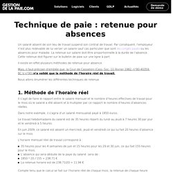 Technique de paie : retenue pour absences - Gestion de la Paie