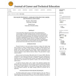The Delphi Technique: A Research Strategy for Career and Technical Education