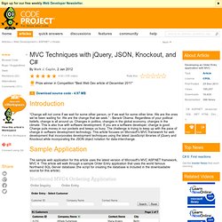 MVC Techniques with jQuery, JSON, Knockout, and C#