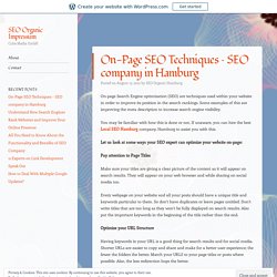 On-Page SEO Techniques – SEO company in Hamburg – SEO Organic Impressum