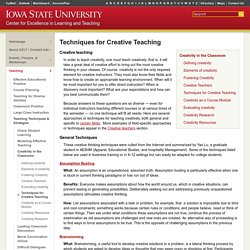 Techniques for Creative Teaching – Center for Excellence in Learning and Teaching