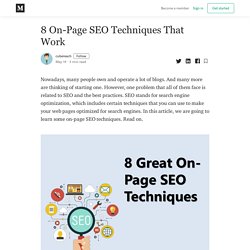 8 On-Page SEO Techniques That Work - cubereach - Medium