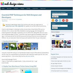 Essential PHP Techniques for Web Designer and Developers