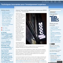 Internet, Tout y est Pour Apprendre : la preuve par MOOC