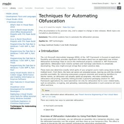 Techniques for Automating Obfuscation