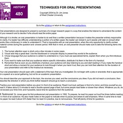 TECHNIQUES FOR ORAL PRESENTATIONS