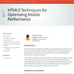 HTML5 Techniques for Optimizing Mobile Performance