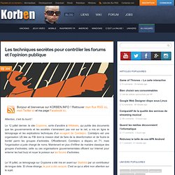 Les techniques secrètes pour contrôler les forums et l'opinion publique « Korben Korben