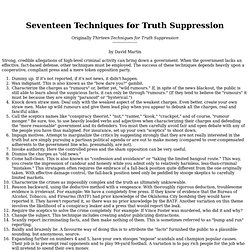 Seventeen Techniques for Truth Suppression