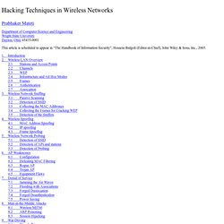 Hacking Techniques in Wireless Networks