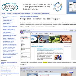 Google Sites - Insérer une liste des sous-pages - Tutoriels Google Sites par TechnoConseil - Créer un site web gratuitement