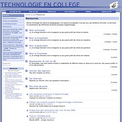 TECHNOLOGIE EN COLLEGE - Ressources