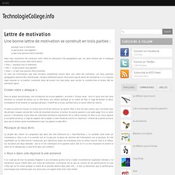 Technologie Collège: Lettre de motivation