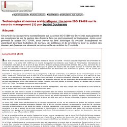 RESSI - Technologies et normes archivistiques : La nome ISO 15489 sur le records management