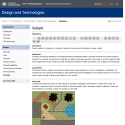 Design and Technologies: Glossary - The Australian Curriculum v8.1