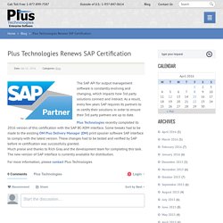 Plus Technologies Renews SAP Certification