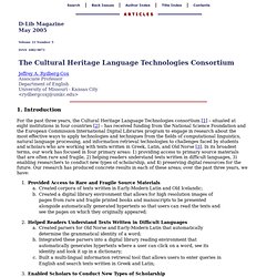 The Cultural Heritage Language Technologies Consortium