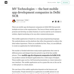 MV Technologies — the best mobile app development companies in Delhi NCR