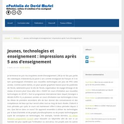 ePortfolio de David Martel – Jeunes, technologies et enseignement : impressions après 5 ans d’enseignement