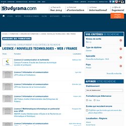 Licence / Nouvelles technologies - Web / France - Annuaire des formations - Studyrama.com