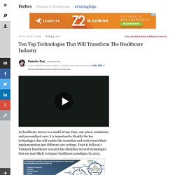Ten Top Technologies That Will Transform The Healthcare Industry