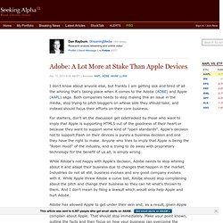 Adobe: A Lot More at Stake Than Apple Devices -