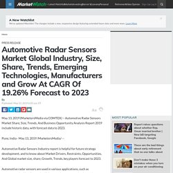 Automotive Radar Sensors Market Global Industry, Size, Share, Trends, Emerging Technologies, Manufacturers and Grow At CAGR Of 19.26% Forecast to 2023