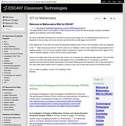 ESC407 Classroom Technologies - ICT for Mathematics