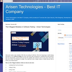 Arisen Technologies - Best IT Company: The 5 Biggest Mistakes in Software Testing – Arisen Technologies