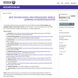 New technologies, new pedagogies: Mobile learning in higher education