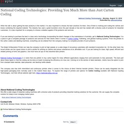 National Coding Technologies: Providing You Much More than Just Carton Coding