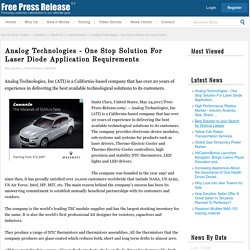 Analog Technologies - One Stop Solution For Laser Diode Application Requirements